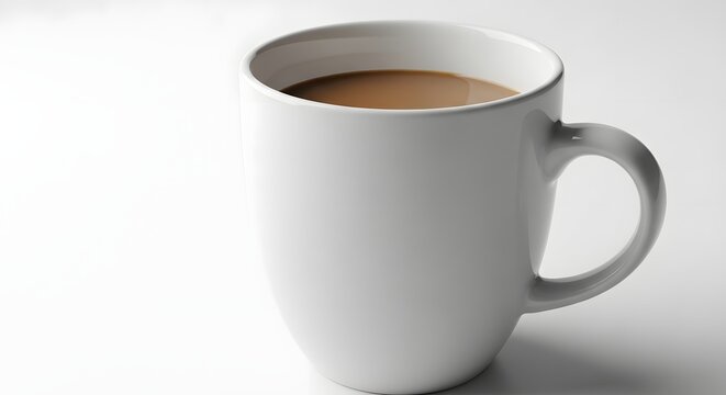 Ceramic Mug Filled with Coffee on White Backdrop Perfect for Morning Routine Drink Presentation and Beverage Mockups Between 100 and 150