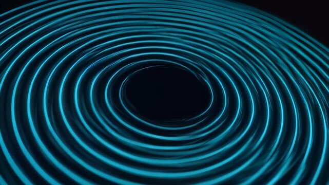 Glowing Blue Neon Circle Patterns.
