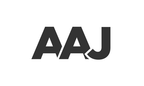 AAJ logo design template with strong and modern bold text. Initial based vector logotype featuring simple and minimal typography. Trendy company identity.