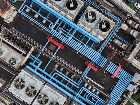 Massive data center cooling tower system.
