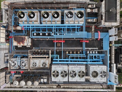 Massive data center cooling tower system.