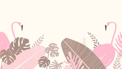 Pink tropical flamingo desktop wallpaper, cream design © Rawpixel.com