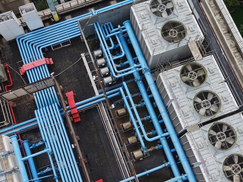 Massive data center cooling tower system.