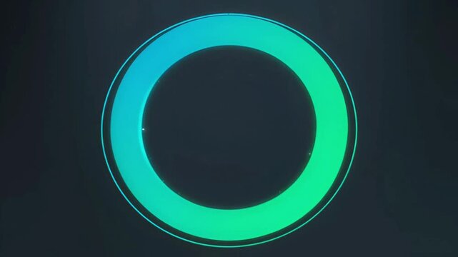 Animated blue and green circle logo.