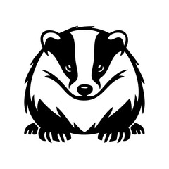 Logotipo con dibujo minimalista con líneas de un tejón visto de frente © teracreonte