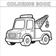 Naklejka premium tow truck coloring page flat design vector illustration for kids activity book