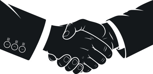 Silhouette black of National Handshake Day vector illustration isolated on white background symbolizing greeting, unity, and friendship celebration design © Sidratul Muntaha