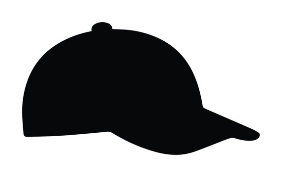 Silueta de gorra de b&eacute;isbol negra, icono de visera deportiva cl&aacute;sica, gr&aacute;fico vectorial de accesorio de moda urbana
