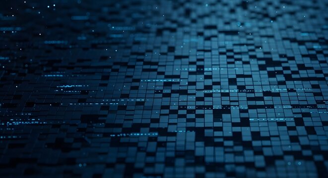 Abstract blue pixelated texture a digital mosaic of dark and light shades