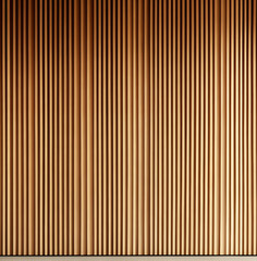 Obraz premium A wall with vertical, evenly spaced light brown wooden slats