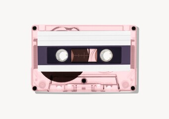 Pink cassette tape, retro music