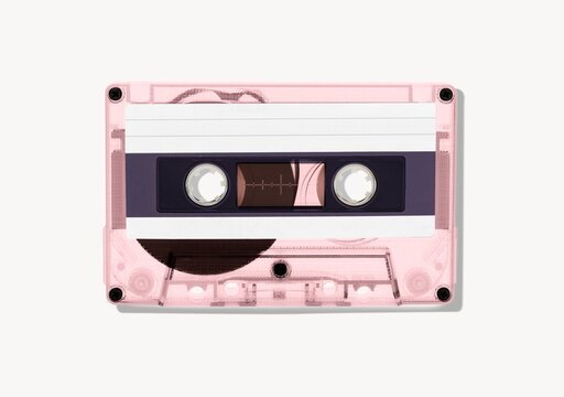 Pink cassette tape, retro music