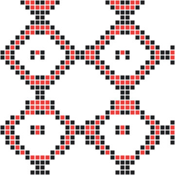 Repeating pattern of red and black pixel skulls pixel pattern