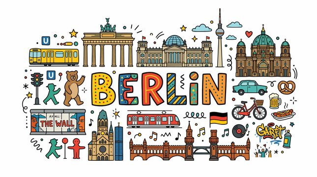 Berlin Travel Collage: Landmarks, Culture, and City Icons