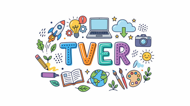 Education & Creativity Concept: TVER Letters with Icons