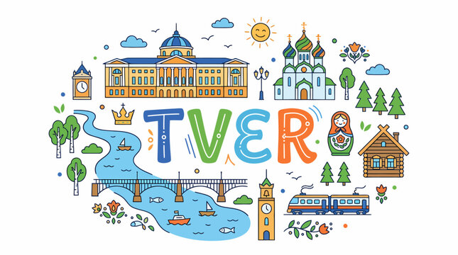 Tver Cityscape Illustration - Russian Landmarks & Symbols
