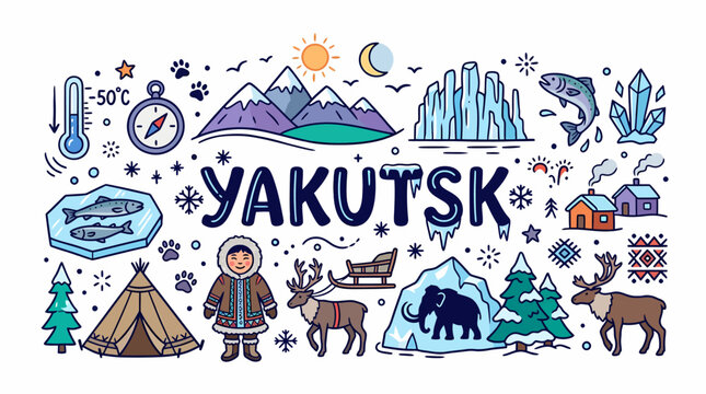 Yakutsk City Symbols - Siberia Cold Climate Travel