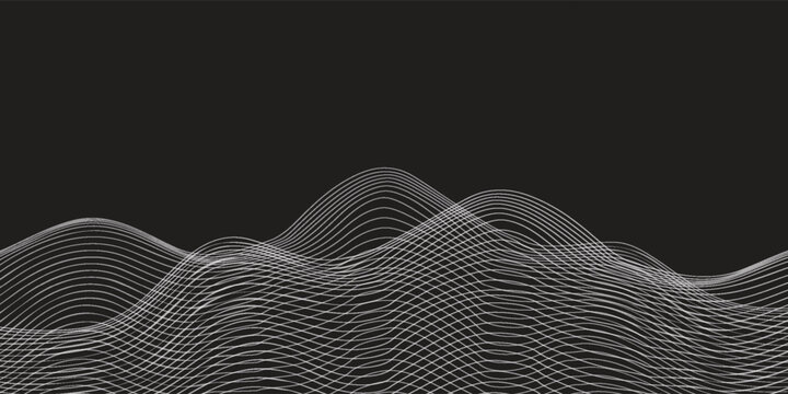 Vector abstract background with a white balck dynamic waves, Line and particles. Line Illustration, Abstract lines