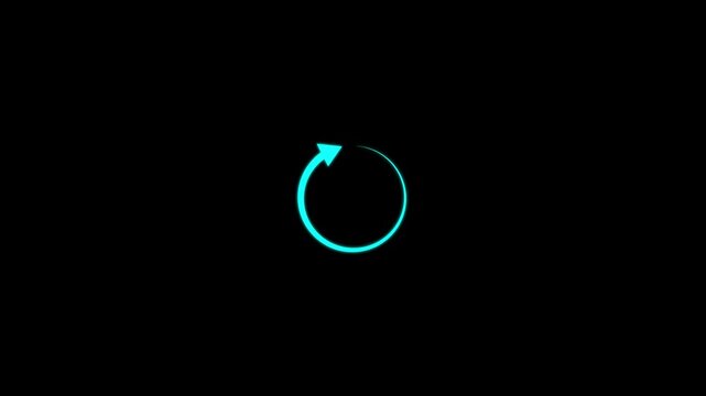 Refresh button icon animation, circle arrow icon set, reload, rotation on background.circle loading bar on black background.refresh icon with black background,Arrow icon with Refresh on background.4k
