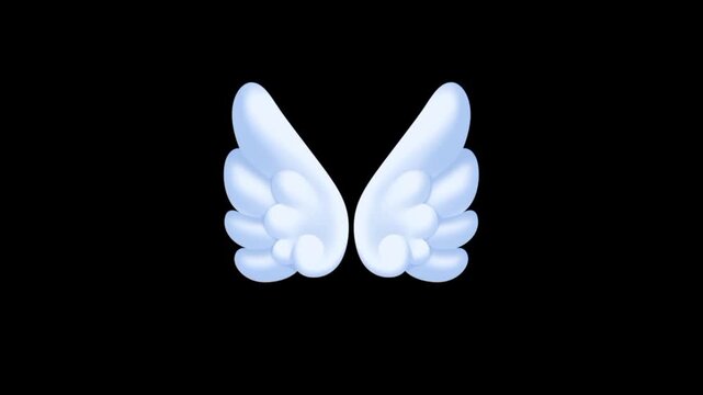 Angel wings formed from beautiful fluffy clouds 3d animation
