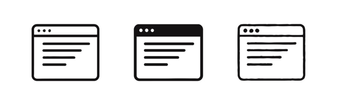 Minimal Web Browser Window Interface Icons, Document Application and Code