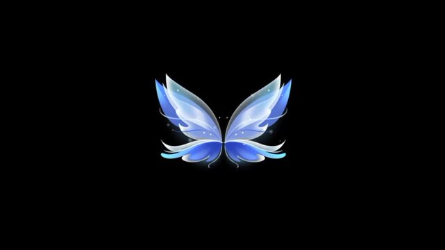 Mystical butterfly flying. Fairytale effect wing's 3d animation