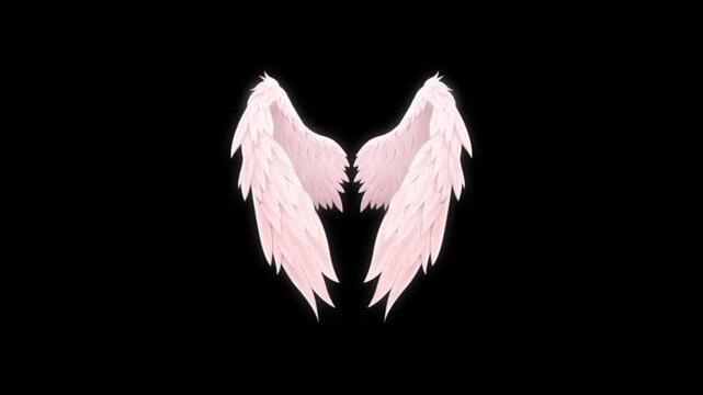 White feather wings on black background