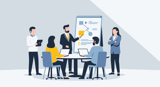Business Decision Planning Workshop and Discussion Session Illustration