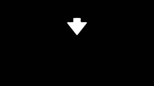 Download arrow animation alpha channel seamless loop with downward motion arrow exiting bottom and reentering top isolated element for app interface web ui file transfer symbol clean minimal motion
