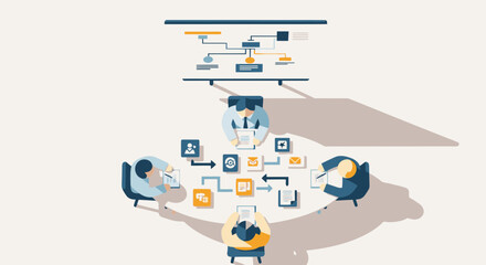 Fototapeta premium Office Workflow Planning Discussion Workshop Session Illustration