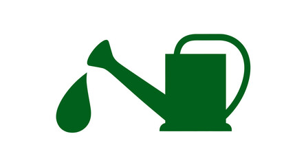 Obraz premium Green watering can icon with dripping water drop, representing gardening, plant care, growth, and nature.