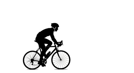 Obraz premium Silhouette of a cyclist on a road bike, wearing a helmet, in motion