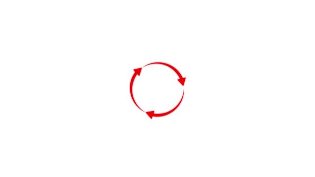 Three white arrows forming a circular rotation symbol on white background.refresh arrow icon Abstract arrow refresh and recycle icon.arrow loading bar animation.arrow animated circle loading gif icon