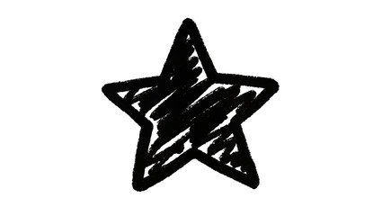 Hand drawn black star shape with chalk texture, isolated on transparent background © Claudia