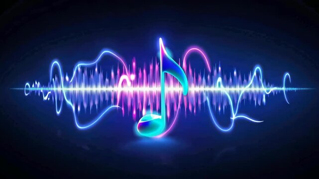 Vibrant Harmonic Note with Colourful Echoes and Rhythmic Sound Waves in Gradient Effect