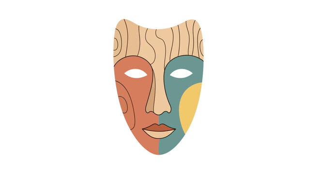 Colorful Mask with Wooden Texture Design.