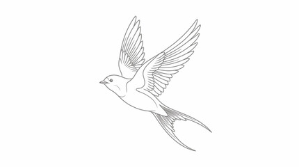 Obraz premium Bird flying illustration swallow in air wings spread
