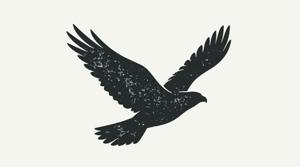 Fototapeta premium Black eagle silhouette flying isolated on white background