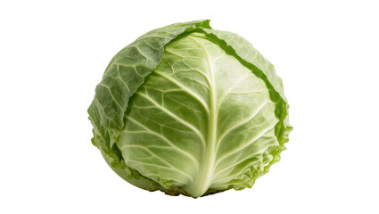 Obraz premium Fresh green cabbage head with crisp leaves, isolated on transparent background