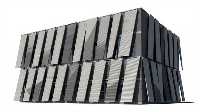 Kinetic Facade: Movable louvers shifting angles on climate responsive building
