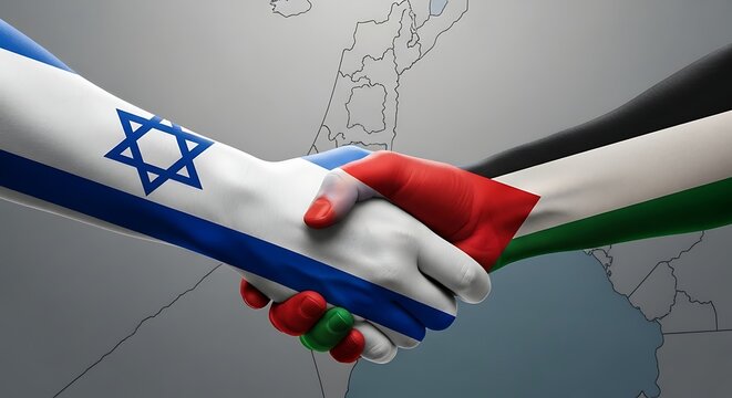 Israeli Palestinian Handshake Symbolizing Peace and Unity.