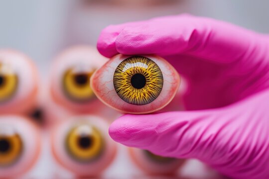 Ocularist Holding a Realistic Prosthetic Eye
