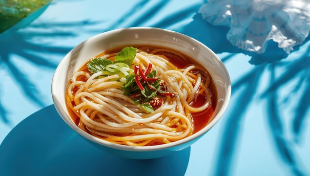 Cold bukkake udon for warm weather.