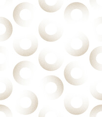 Transparent seamless circles pattern with grainy halftone texture. Modern stylish overlay with gradient dots, abstract background for textile, wallpaper and trendy fashion design projects