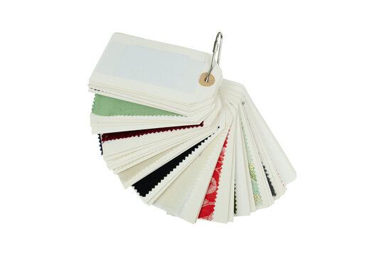 fan of material sample swatches with transparent background