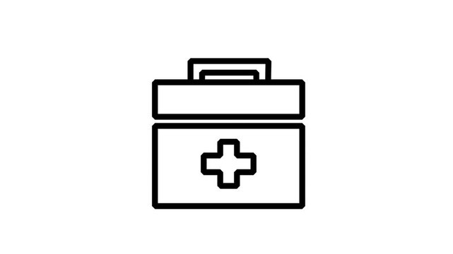 First Aid Kit Icon Motion. Animated line icon of a medical first aid kit box for emergency treatment and healthcare support.
