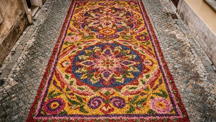 Intricate Corpus Christi Street Carpet Made of Colorful Flowers