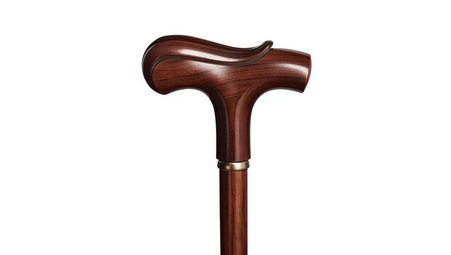 Stylish wooden cane set against a white background.