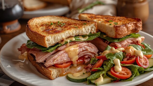 Tasty turkey sub with greens.