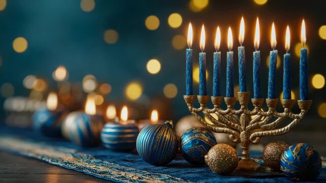 Hanukkah menorah illuminating candles for Jewish celebration